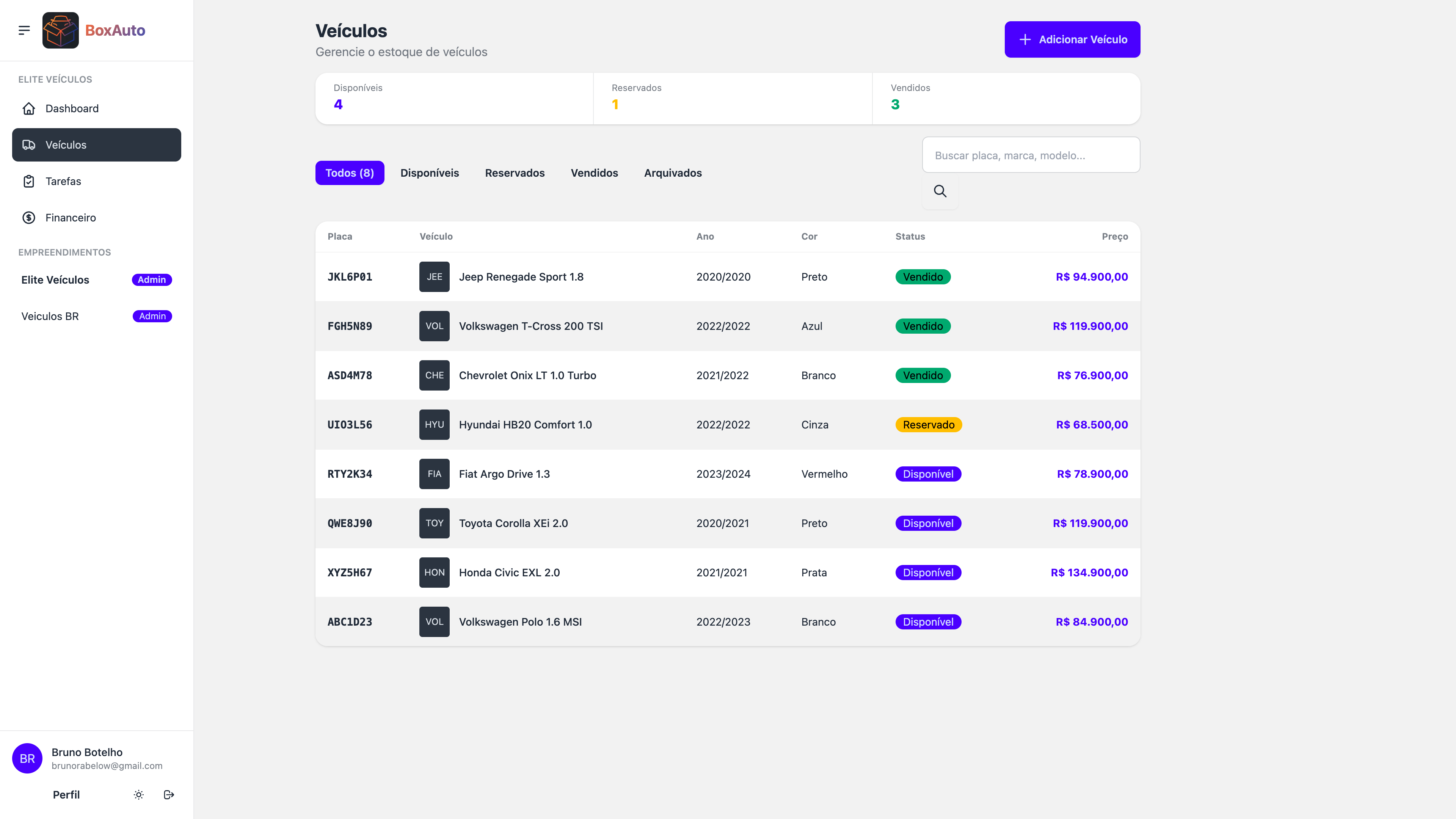 Gestão de veículos